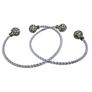 Rhinestone Cluster Twist Knotted Cuff Bangle Bracelets Fashion Jewelry Set of 2